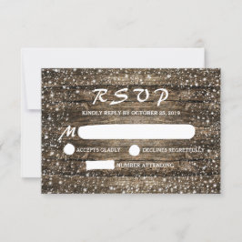 Tarjeta De Confirmación De Asistencia Boda de invierno Rastic Barn Wood Copas de nieve R
