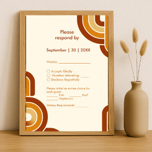 Tarjeta De Confirmación De Asistencia boda de ivory Bold Retro 1970