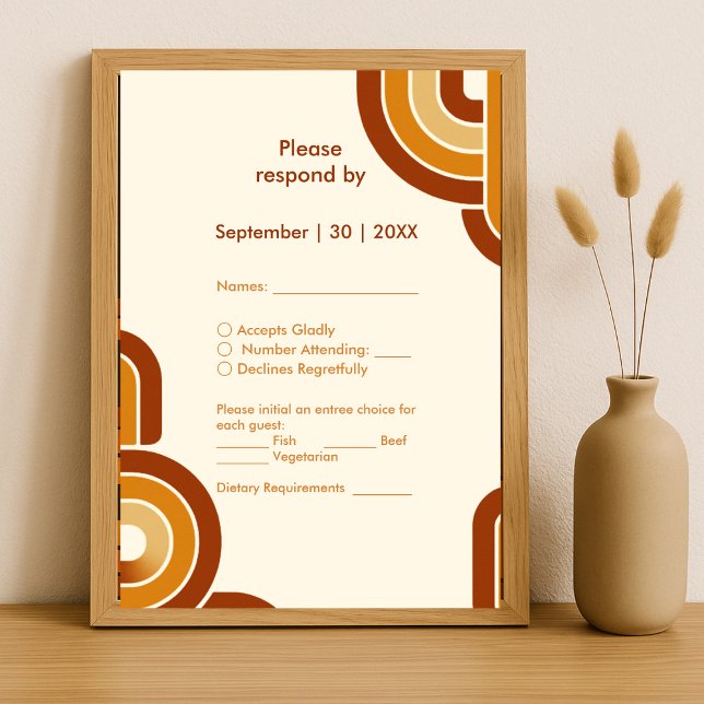 Tarjeta De Confirmación De Asistencia boda de ivory Bold Retro 1970 (Subido por el creador)