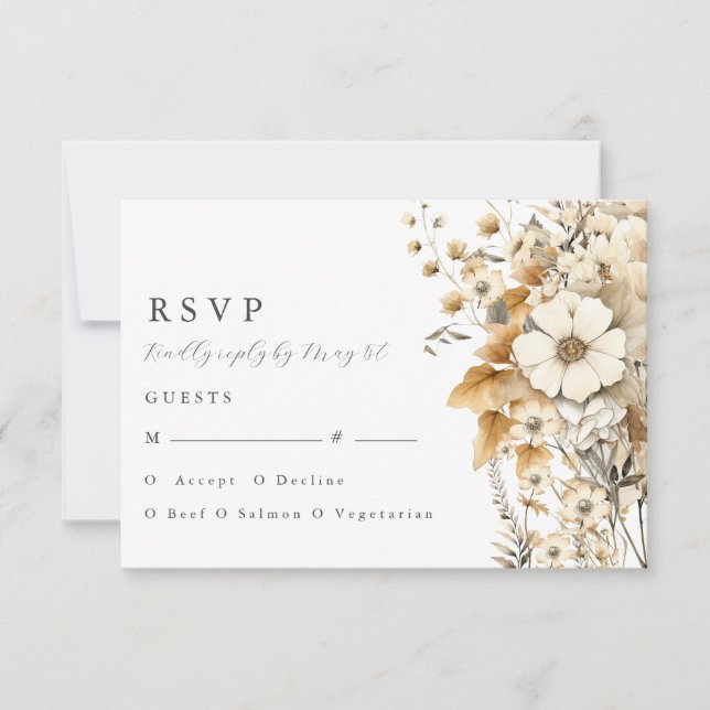 Tarjeta De Confirmación De Asistencia Boda de Ivory Wildflower (Anverso)