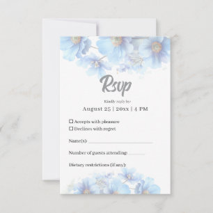 Tarjeta De Confirmación De Asistencia Boda de Jardín de Flor de Amapola Himalaya Azul Su
