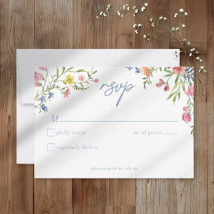 Tarjeta De Confirmación De Asistencia Boda de Jardín de Flores Silvestres Románticas de
