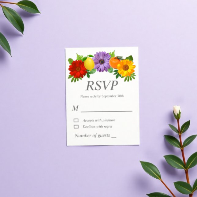 Tarjeta De Confirmación De Asistencia Boda de jardín floral de cítricos (Subido por el creador)