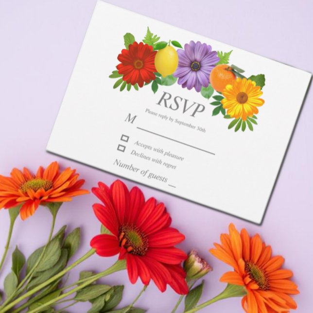 Tarjeta De Confirmación De Asistencia Boda de jardín floral de cítricos (Subido por el creador)
