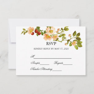 Tarjeta De Confirmación De Asistencia Boda de la acuarela de la flor de Apple