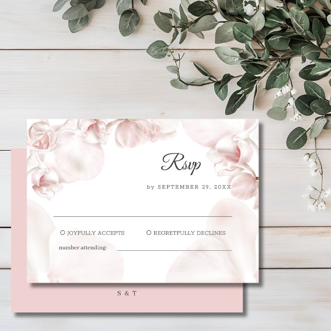 Tarjeta De Confirmación De Asistencia Boda de la acuarela de orquídeas rosadas (Subido por el creador)