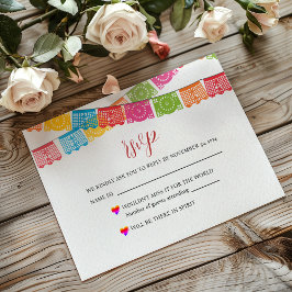 Tarjeta De Confirmación De Asistencia Boda de la Boda de Papel Elegante Colorido Mexican