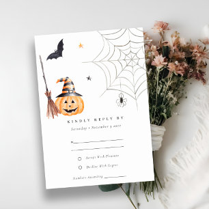 Tarjeta De Confirmación De Asistencia Boda de la Calabaza Calabaza de Halloween