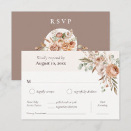 Tarjeta De Confirmación De Asistencia Boda de la cena de Light Earth Tone Floral Boho