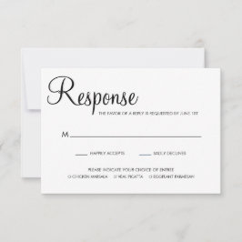 Tarjeta De Confirmación De Asistencia Boda de la elección de la comida con guiones elega