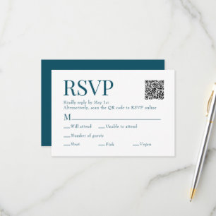 Tarjeta De Confirmación De Asistencia Boda de la elección de la comida del código Qr de
