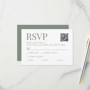 Tarjeta De Confirmación De Asistencia Boda de la elección de la comida del código Qr de