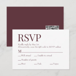 Tarjeta De Confirmación De Asistencia Boda de la elección de la comida del código Qr del