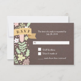 Tarjeta De Confirmación De Asistencia Boda de la flor Rustic Boho Pastel