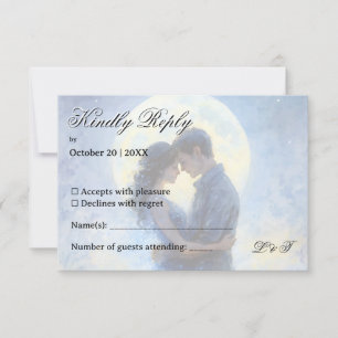 Tarjeta De Confirmación De Asistencia Boda de la luna Celestial Love Night Sky Theme