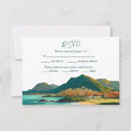 Tarjeta De Confirmación De Asistencia Boda de la montaña Oahu Hawaii Beach