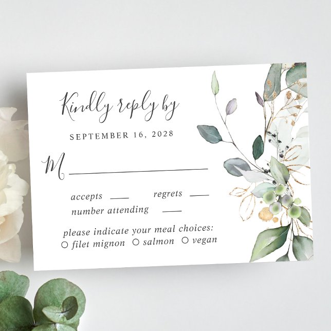 Tarjeta De Confirmación De Asistencia Boda de la opción gastronómica Eucalyptus Greenery (Subido por el creador)