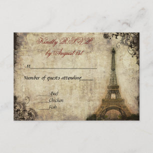 Tarjeta De Confirmación De Asistencia Boda de la Torre Eiffel Vintage R.S.V.P.