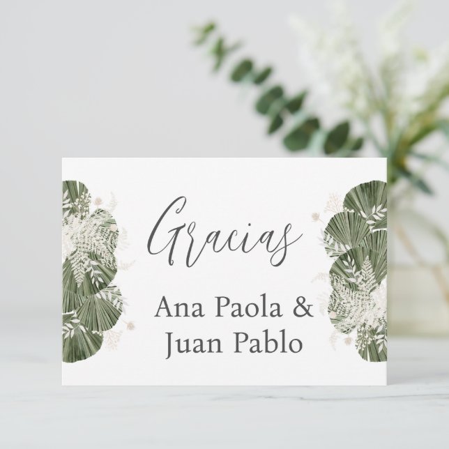 Tarjeta De Confirmación De Asistencia Boda de la Verdemia Española Gracias (Anverso de pie)