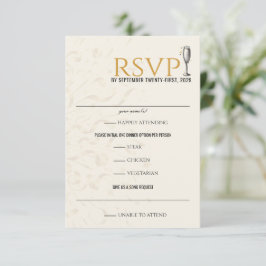 Tarjeta De Confirmación De Asistencia Boda de la víspera de Año Nuevo Negro y Oro