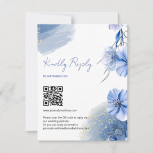 Tarjeta De Confirmación De Asistencia Boda de las flores azules de color de agua