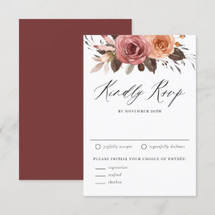 Tarjeta De Confirmación De Asistencia Boda de las flores de otoño de la acuarela de Boho