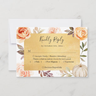 Tarjeta De Confirmación De Asistencia Boda de las hojas florales de otoño de lujo