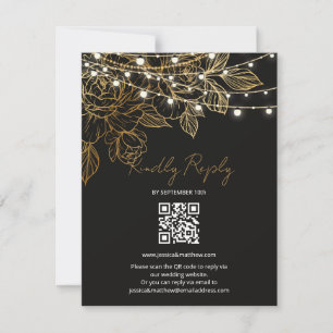 Tarjeta De Confirmación De Asistencia Boda de las luces de cadena de las flores de oro