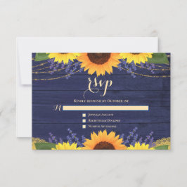 Tarjeta De Confirmación De Asistencia Boda de lavanda de girasol azul de la marina rusa