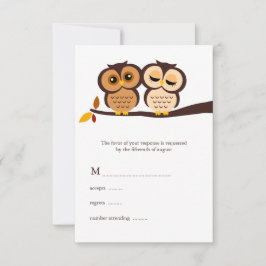 Tarjeta De Confirmación De Asistencia Boda de Lechuzas Temáticas de Otoño