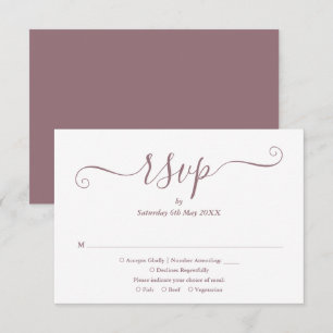Tarjeta De Confirmación De Asistencia Boda de letra cursiva elegante malva