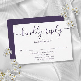 Tarjeta De Confirmación De Asistencia Boda de letra cursiva elegante simple púrpura