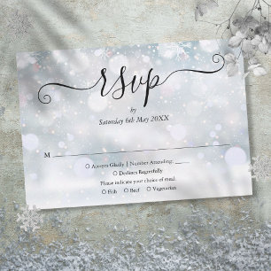 Tarjeta De Confirmación De Asistencia Boda de letra elegante copos de nieve de invierno