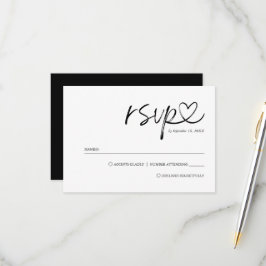 Tarjeta De Confirmación De Asistencia Boda de letra manuscrita minimalista simple