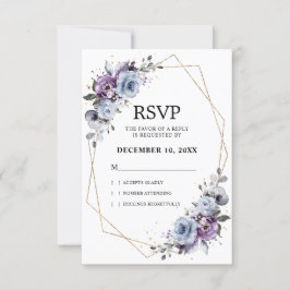 Tarjeta De Confirmación De Asistencia Boda de Lila Azul Polvo Navy Floraciones