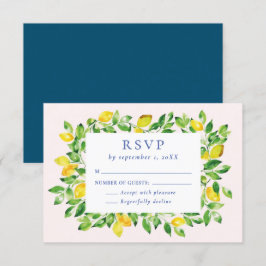 Tarjeta De Confirmación De Asistencia Boda de limones y follaje de acuarela de verano