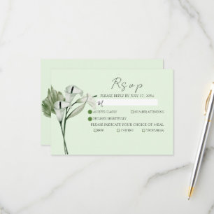 Tarjeta De Confirmación De Asistencia Boda de lirios de calla blancos elegantes modernos