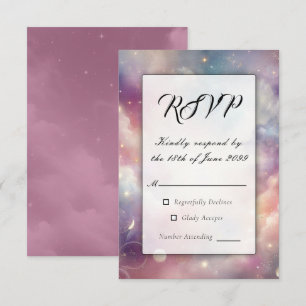 Tarjeta De Confirmación De Asistencia Boda de los cielos estrafalarios celestiales brill