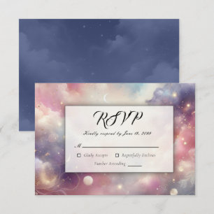 Tarjeta De Confirmación De Asistencia Boda de los cielos estrafalarios celestiales brill
