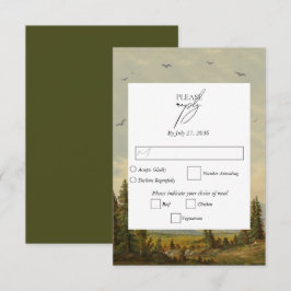 Tarjeta De Confirmación De Asistencia Boda de los montes de los bosques de pino acuarela