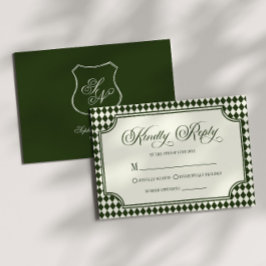 Tarjeta De Confirmación De Asistencia Boda de lujo antiguo dinero verde oliva vintage ma