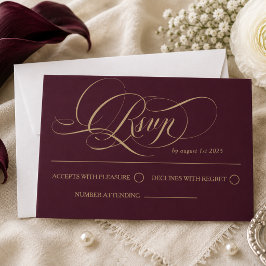 Tarjeta De Confirmación De Asistencia Boda de lujo de Borgoña