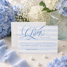 Tarjeta De Confirmación De Asistencia Boda de lujo en caligrafía azul
