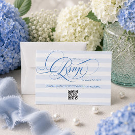 Tarjeta De Confirmación De Asistencia Boda de lujo minimalista azul con caligrafía