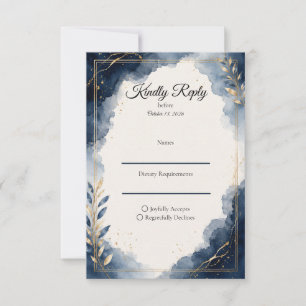 Tarjeta De Confirmación De Asistencia Boda de Lujo Minimalista Elegante Zafiro