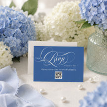 Boda de lujo minimalista en azul con caligrafía