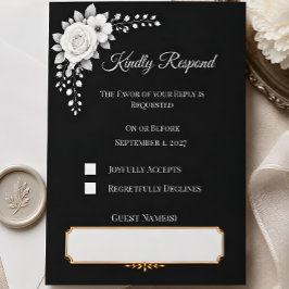 Tarjeta De Confirmación De Asistencia Boda de Lujo Monocromo