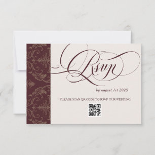 Tarjeta De Confirmación De Asistencia Boda de lujo real borgoña