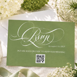 Tarjeta De Confirmación De Asistencia Boda de lujo verde con caligrafía