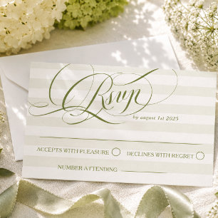 Tarjeta De Confirmación De Asistencia Boda de lujo verde con caligrafía